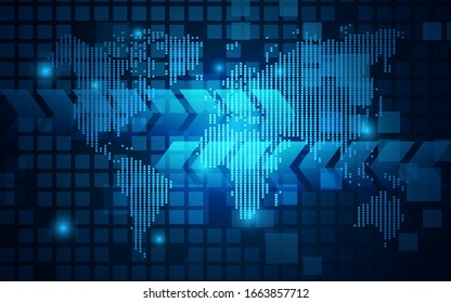 World map science and technology background