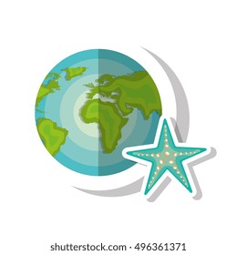 world map and seastar