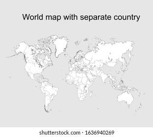 world map with  separate country on white background. world map from dot for background. isolated world map. editable vector. 