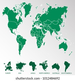 World map. set of color pointers
