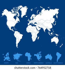 World map. set of color pointers