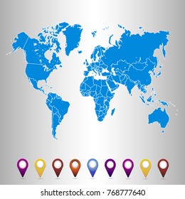 World Map Set Color Pointers Stock Vector (Royalty Free) 772564636 ...