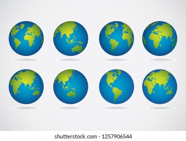 World map set. Earth, globe icon