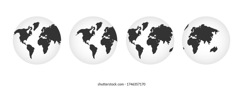 World map set. Earth symbol collection vector illustration isolated on white.