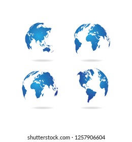 World map set. Globe icon