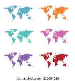world map set, illustration in vector format