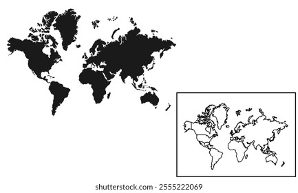 world map set vector illustration isolated on white background.