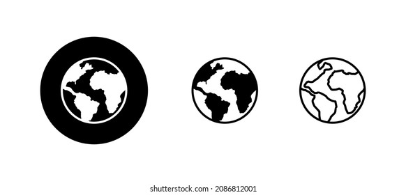 World map set. Worldmap sign and symbol. Globe icon