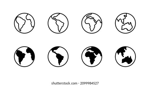 Conjunto de mapas del mundo. Signo y símbolo del mapa del mundo. Icono de globo