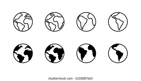 World map set. Worldmap sign and symbol. Globe icon