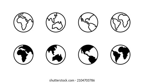 World map set. Worldmap sign and symbol. Globe icon