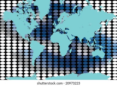 World map with shadow of dollar in background. Use as concept for currency or financial crisis
