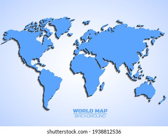 Mapa mundial con sombra. Mapa de papel. Ilustración del vector