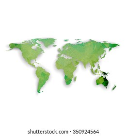 World map with shadow, textured design vector illustration.
