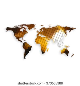 World map with shadow, textured design vector illustration.