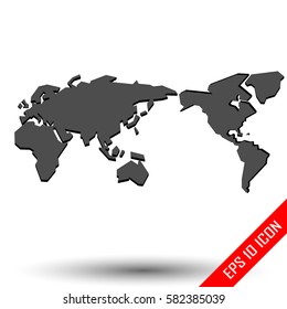 World Map with shadows. Word map american style. Simple picture of word map on white background. Vector illustration.