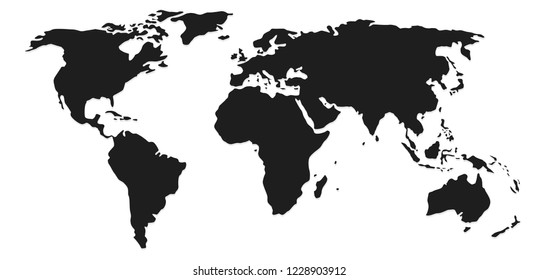 World Map Shape Vector Based on realistic map proportions Isolate on white background.