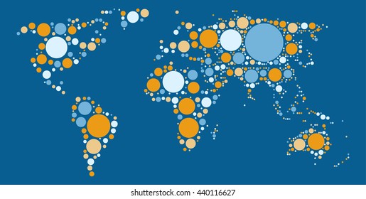 world map shape vector design by color point