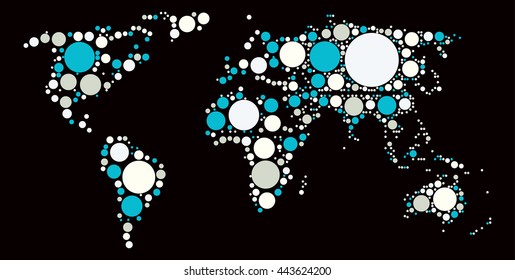 world map shape vector design by color point