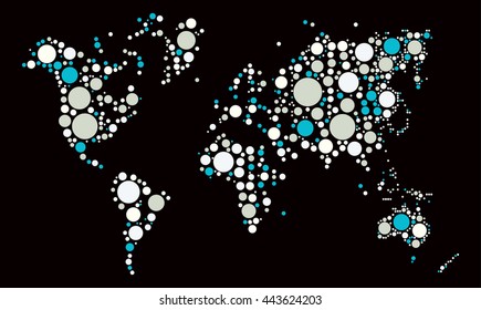 world map shape vector design by color point