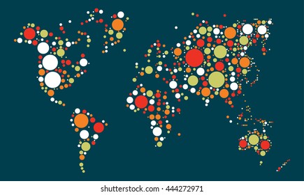 world map shape vector design by color point