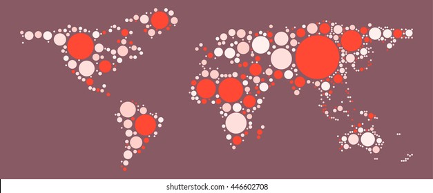 world map shape vector design by color point