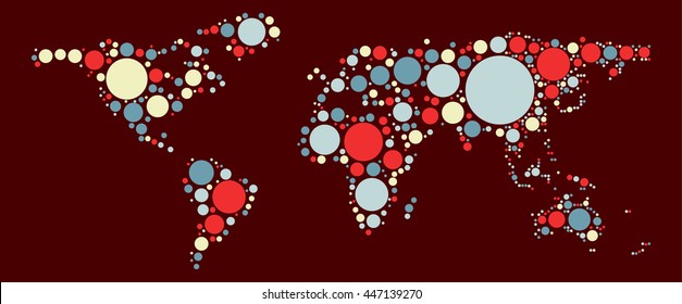 world map shape vector design by color point