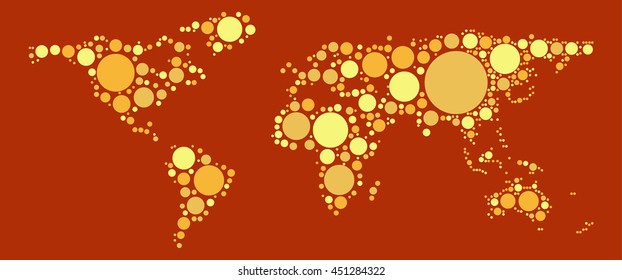 world map shape vector design by color point