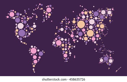world map shape vector design by color point