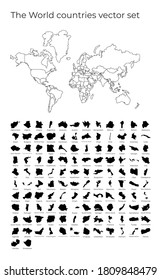 The World map with shapes of regions. Blank vector map of the World with countries. Vector illustration.