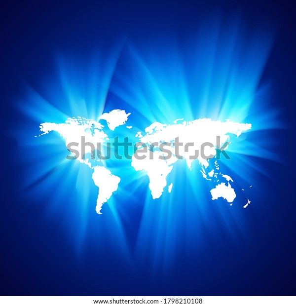 Carte Du Monde Lumiere Bleu Brillante Image Vectorielle De Stock Libre De Droits