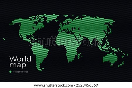 World map shown in hexagon dots pattern
