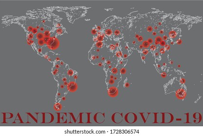 The world map shows the outbreak of the Covid 19 virus. Which is distributed around the world without being able to stop.