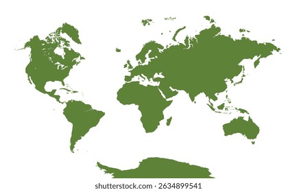 Mapa do Mundo, silhueta de sinais. World Map Globe (em inglês). Ilustração de vetor isolada em plano de fundo transparente.