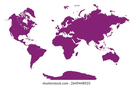 Mapa mundial, silueta de signos. Mapa mundial Globo. Ilustración vectorial aislada sobre fondo transparente.