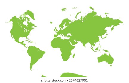 Mapa do Mundo, silhueta de sinais. World Map Globe (em inglês). Ilustração de vetor isolada em plano de fundo transparente.