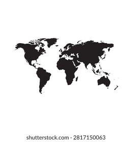 World map silhouette against a white background simple geographical representation