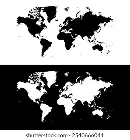 World map silhouette. Black and white concept. vector illustration.