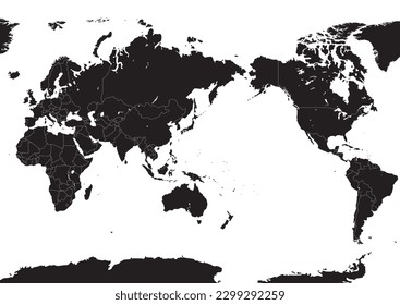 mapa mundial 
  Mapa mundial (silueta) con borde