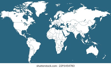 World map. Silhouette map. Color modern vector map.	