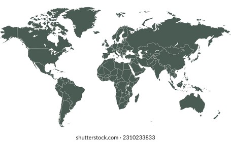 World map. Silhouette map. Color modern vector map.	