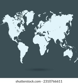 World map. Silhouette map. Color modern vector map.	