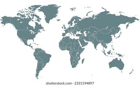 Mapa mundial. Mapa de silueta. Mapa vectorial moderno de color.	
