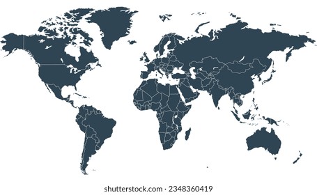 World map. Silhouette map. Color modern vector map.	