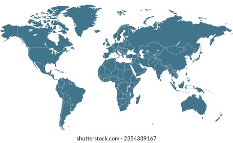 Weltkarte. Silhouette-Karte. Farbmoderne Vektorkarte.	
