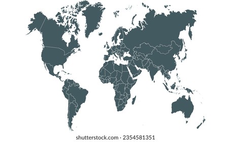 World map. Silhouette map. Color modern map	