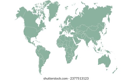 World map. Silhouette map. Color modern map.	