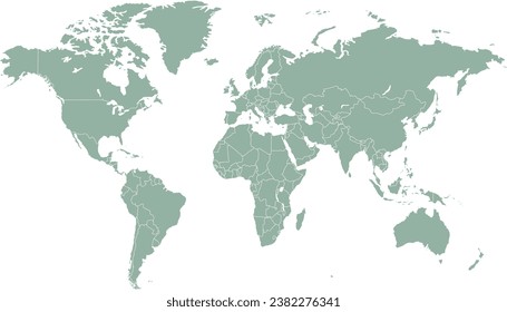 World map. Silhouette map. Color modern vector map.	