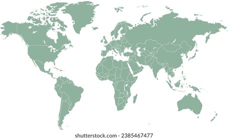 Mapa mundial. Mapa de silueta. Mapa moderno de color	