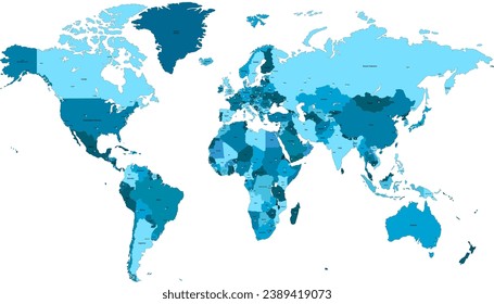 Mapa mundial. Mapa de silueta. Mapa vectorial moderno de color.	
